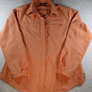 Woolrich Button Down Shirt Women's Medium Melon (Salmon) Long Sleeve Fall Color